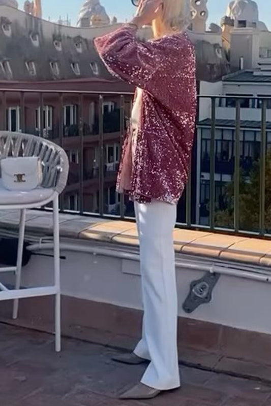 chaqueta tipo cárdigan con lentejuelas
