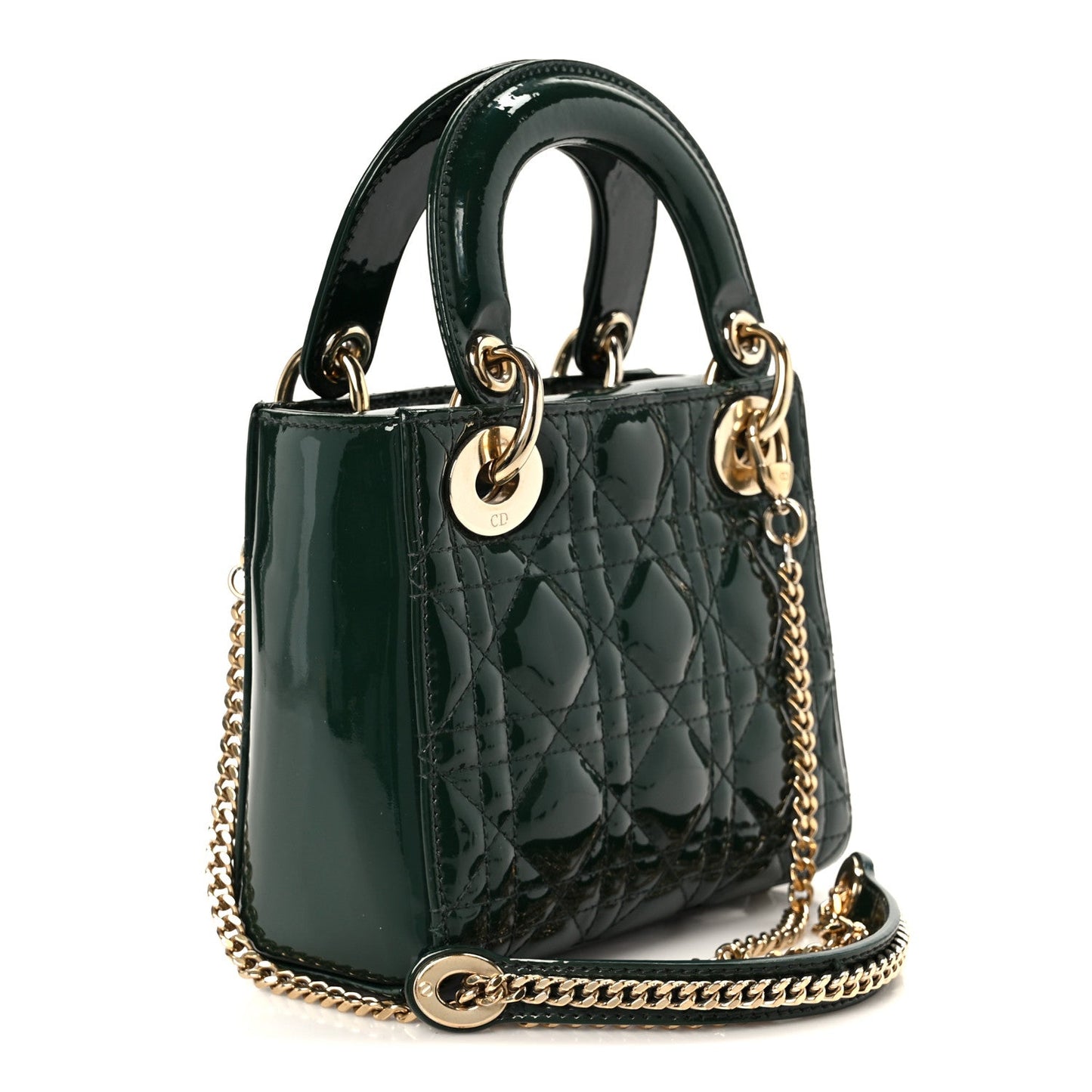 Patent Cannage Mini Lady Dior Pine Green