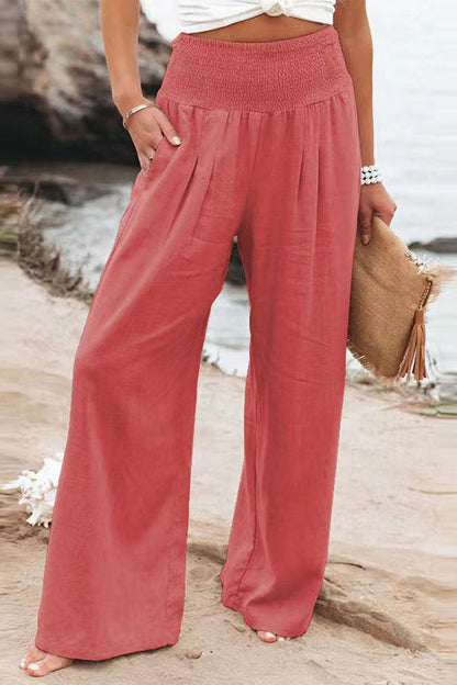 Pantalones fruncidos con bolsillos de mezcla de lino Fresh Air