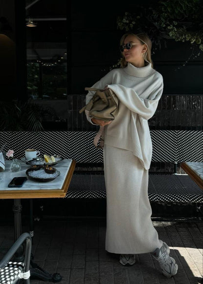 Lorienne - Oversized Knit Sweater and Maxi Skirt Set