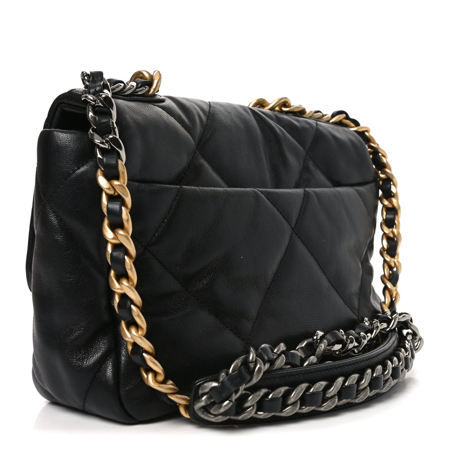 Goatskin Quilted Medium Chanel 19 Flap Black