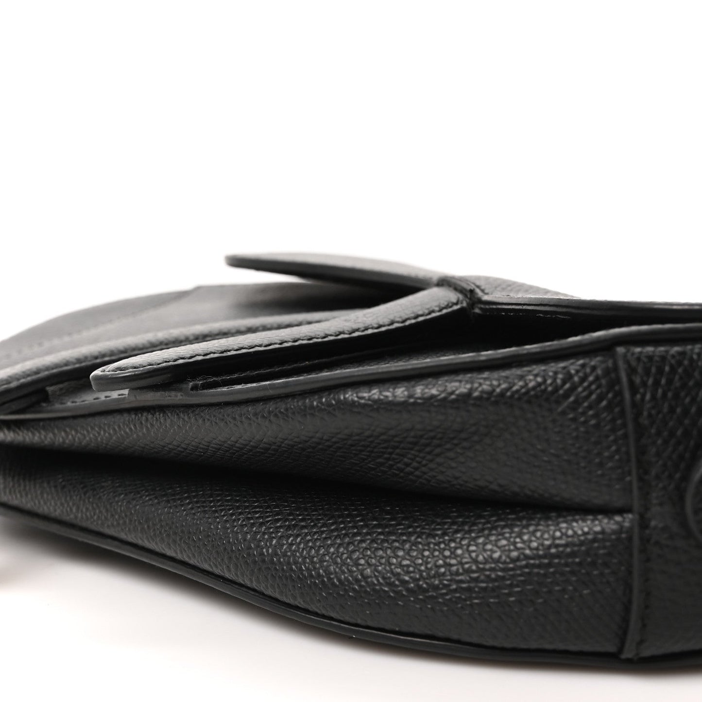 Grained Calfskin Mini Saddle Bag Black