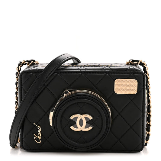 Lambskin Quilted Coco Click Bag Black
