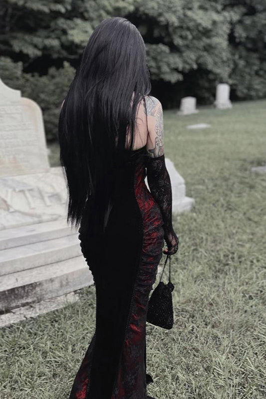Contrast Fishtail Gothic Dress