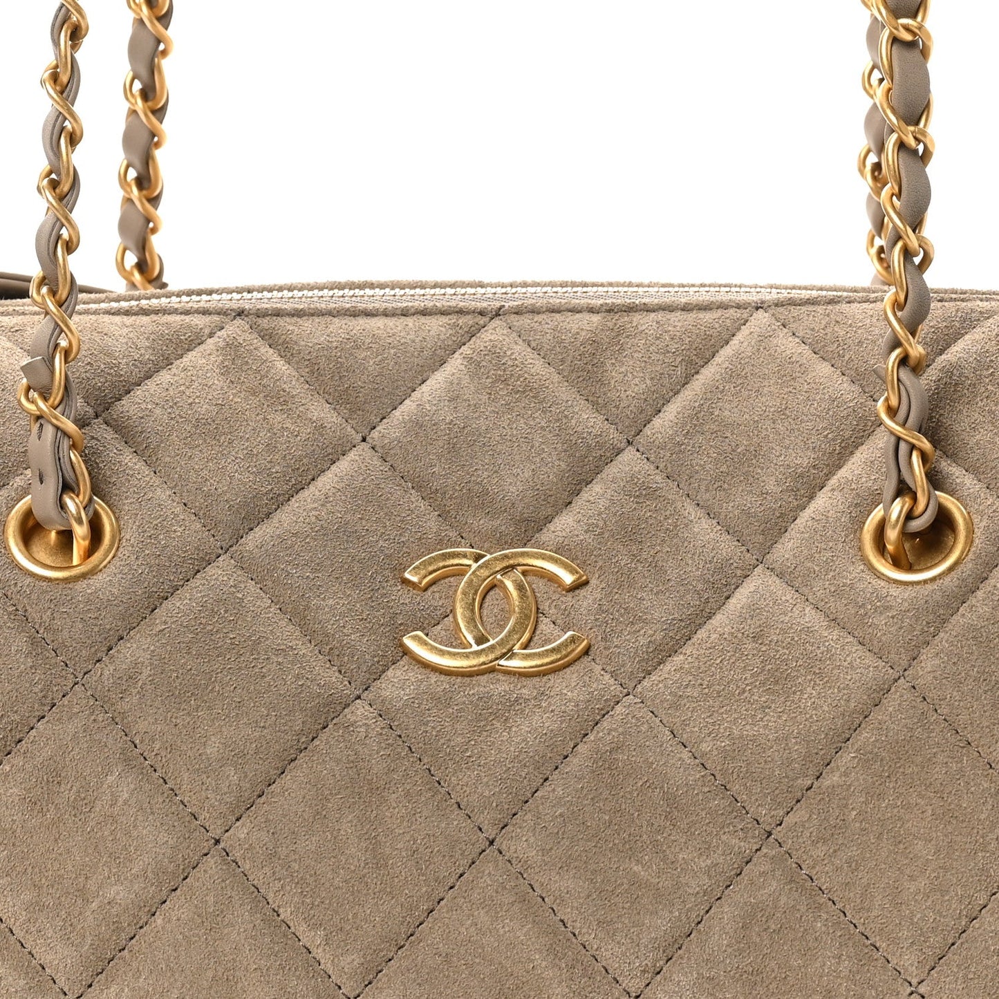 Suede Quilted Chanel 25 Bowling Bag Dark Grey