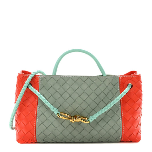 Nappa Intrecciato Small East West Andiamo Shoulder Bag New Sauge Orange Celadon