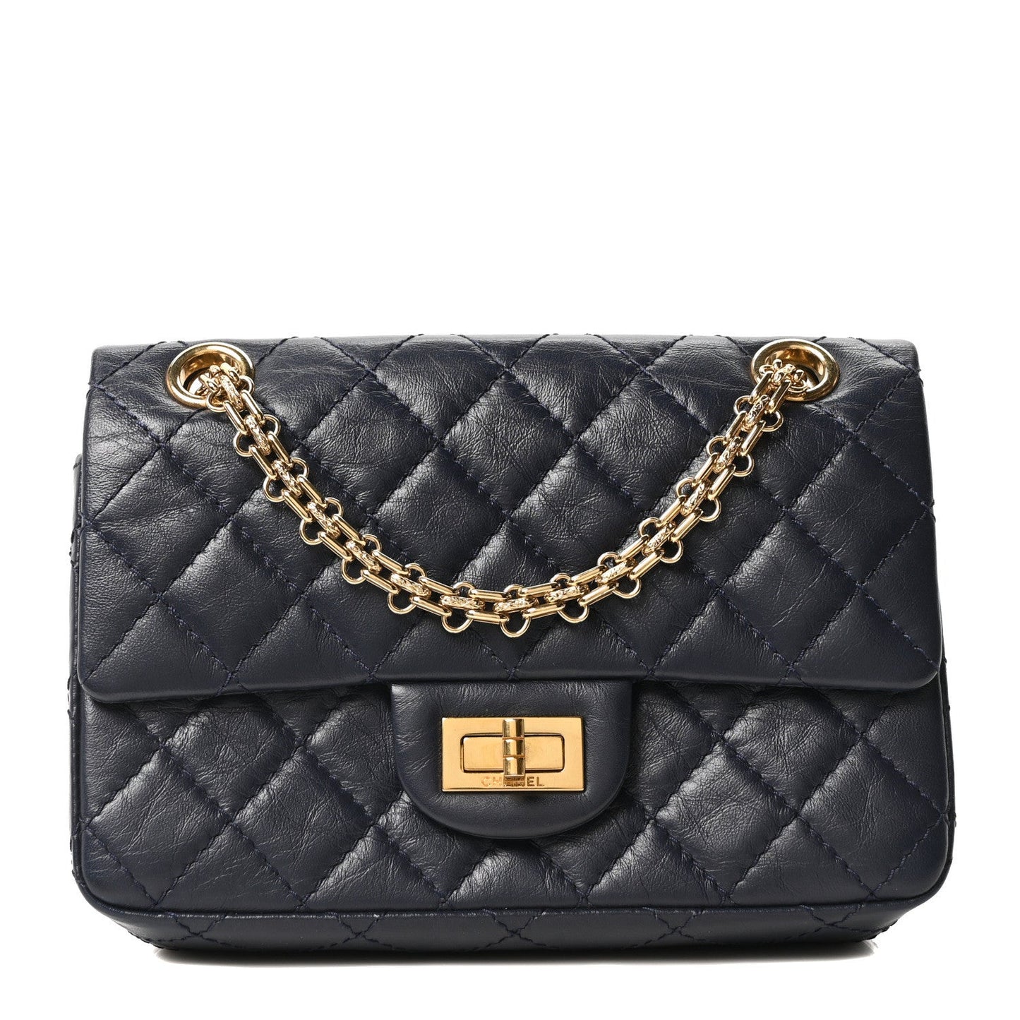 Aged Calfskin Quilted 2.55 Reissue Mini Flap Navy