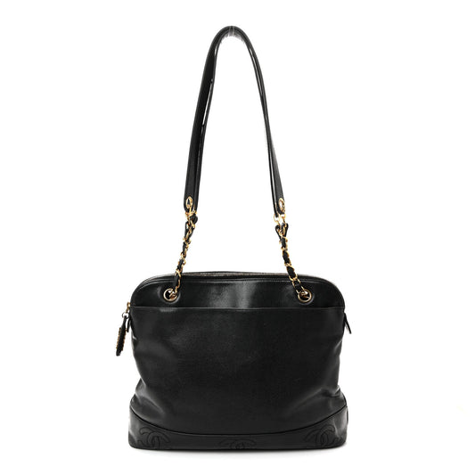 Caviar Triple CC Shoulder Bag Black