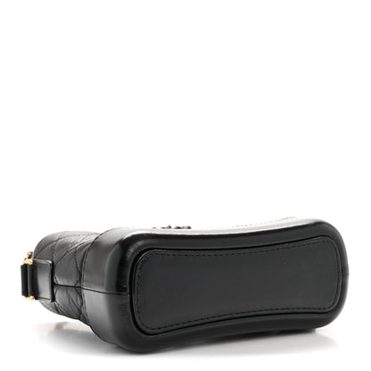 Aged Calfskin Quilted Small Gabrielle Hobo Black