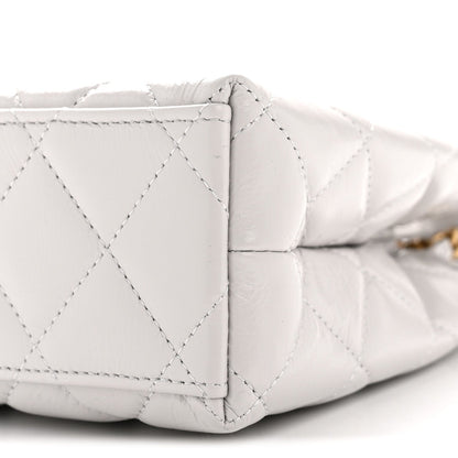 Shiny Aged Calfskin Quilted Nano Kelly Shopper Light Grey