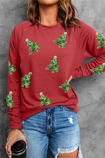 Sudadera con lentejuelas y gráfico navideño