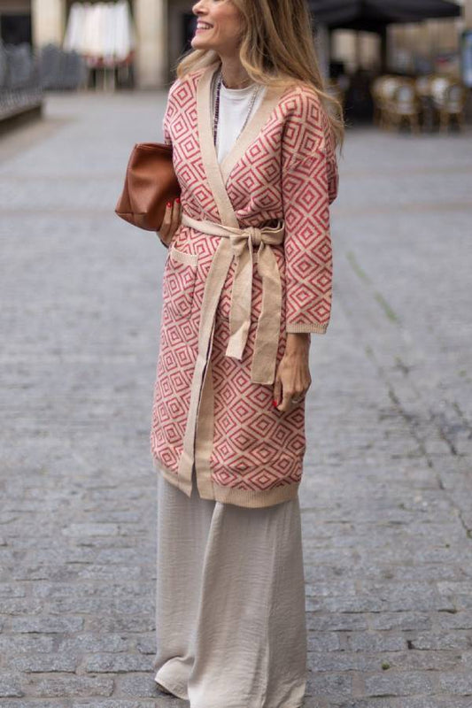 Abrigo kimono largo bicolor