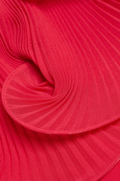 Vestido largo con volantes y hombros descubiertos Caroline 
