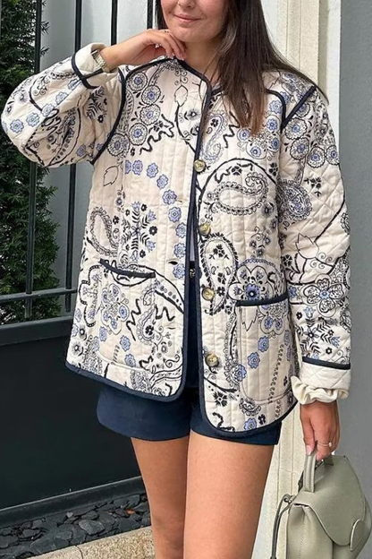 Chaqueta acolchada de algodón informal estampada 
