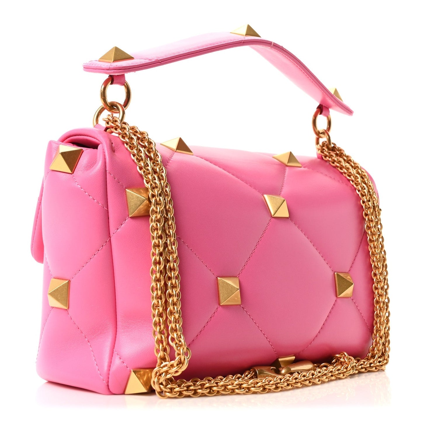 Nappa Large Roman Stud Shoulder Bag Feminine Pink