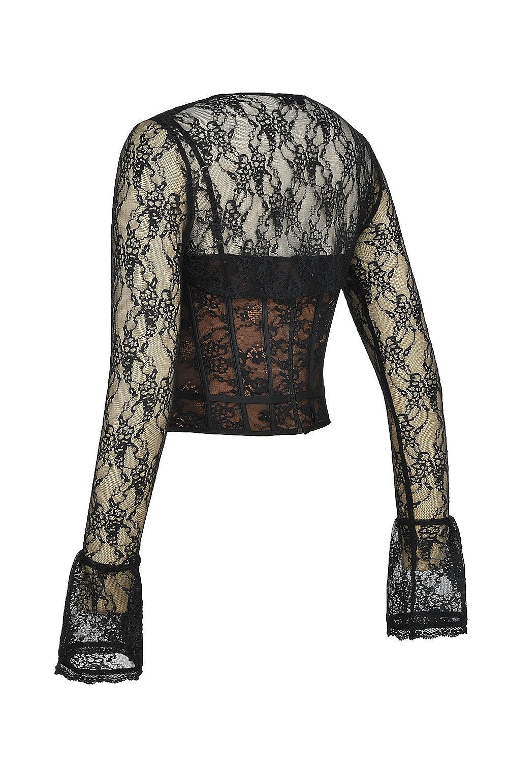 haut corset en dentelle noire avec boléro
