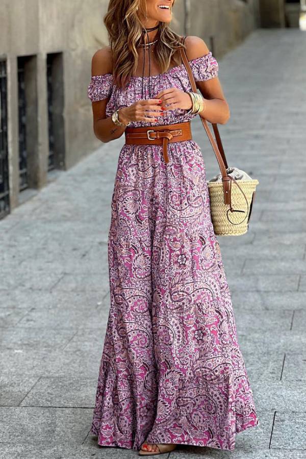 Vestido Magda de un solo hombro con cinturón fino y accesorios