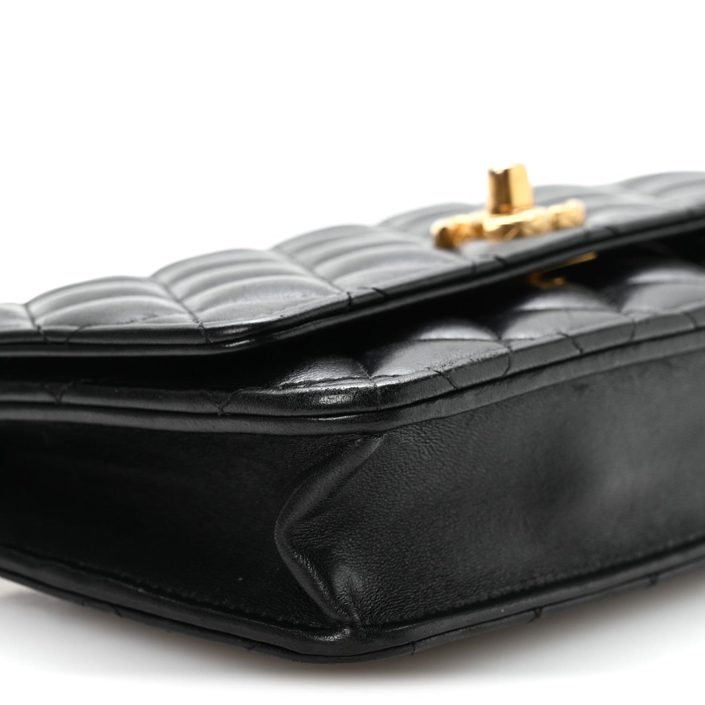 Lambskin Quilted Pillow Crush Wallet On Chain WOC Black