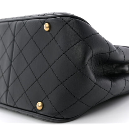 Calfskin Stitched Small Egyptian Amulet Drawstring Bag Black