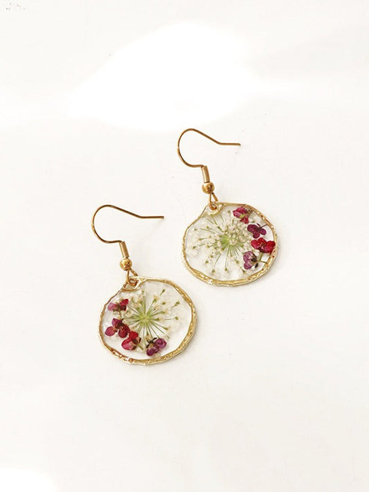 Pendientes de flores secas estilo campestre retro