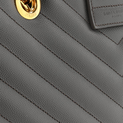 Grain De Poudre Matelasse Chevron Monogram Shopping Bag Fog