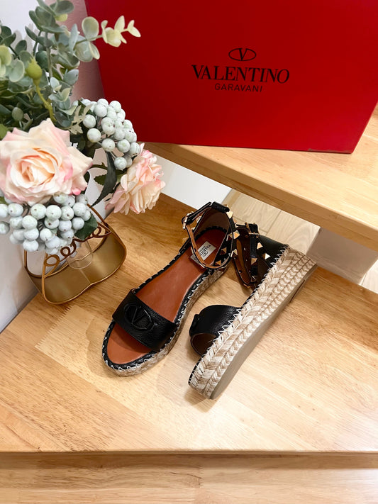 Valentino 25 Platform Sandal Black Leather 240600