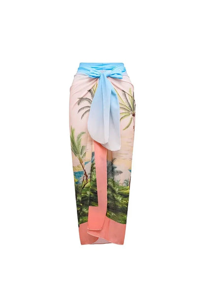 Coconut Tree Print Appliqué One-Piece Swimsuit