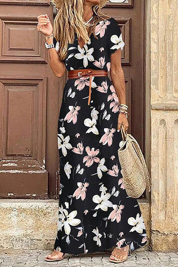 Vestido largo estampado sin mangas estilo bohemio