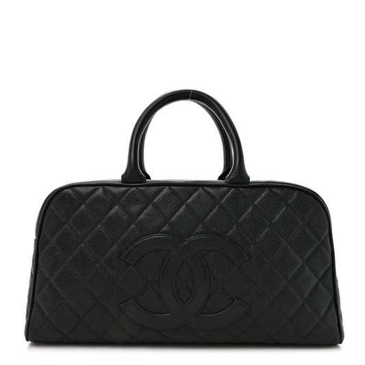 Caviar Quilted Large Bowler Black