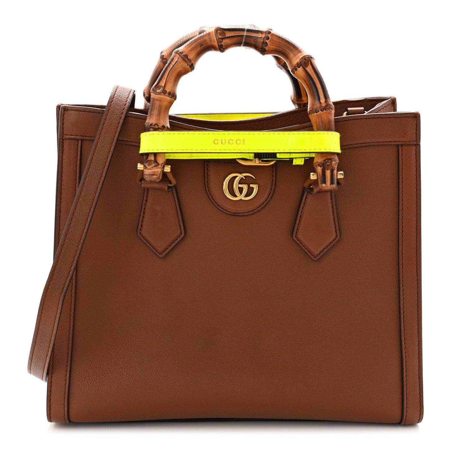 Wonka Grain Calfskin Small Diana Tote Bag Cuir Yellow Fluo