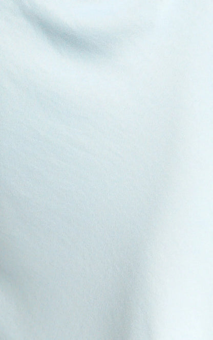 Lira Midi Dress - One Shoulder Satin Dress in Pale Blue