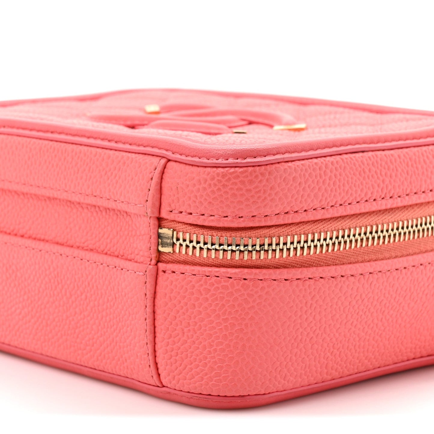 Caviar Quilted Small CC Filigree Vanity Case Coral