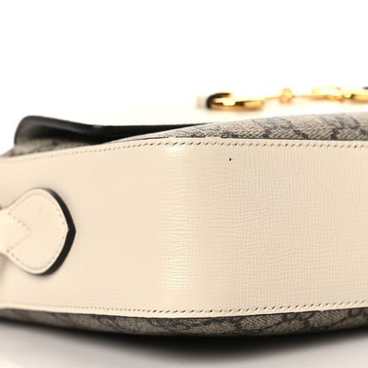 GG Supreme Monogram Small Horsebit 1955 Shoulder Bag Beige Mystic White