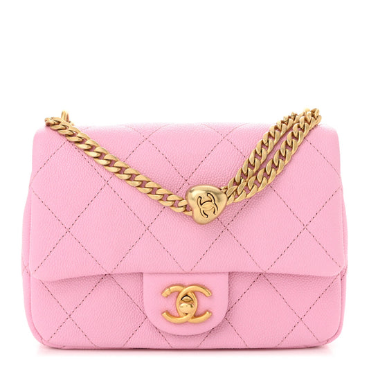 Caviar Quilted Mini Sweetheart Flap Lilac