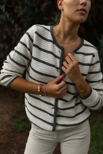 Chaqueta de cuello redondo a rayas MINERVA