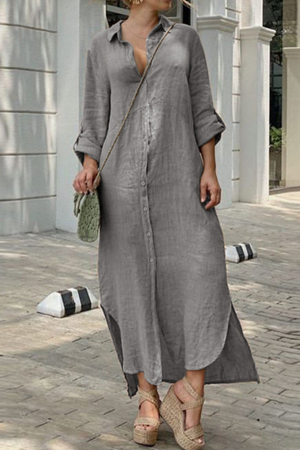 VESTIDO CON CUELLO CAMISA Y BOTONES
