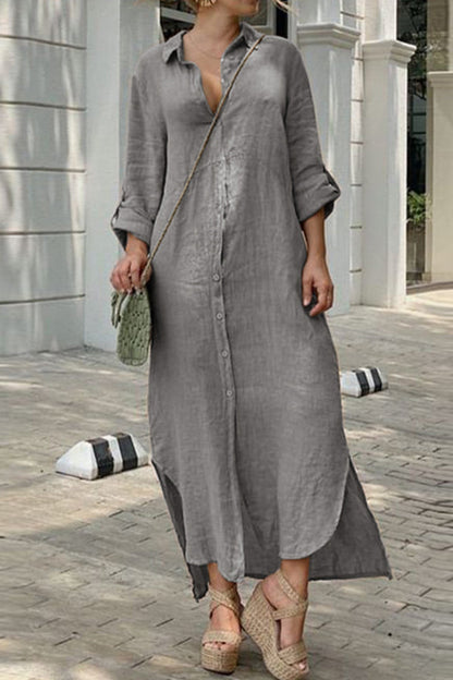 VESTIDO CON CUELLO CAMISA Y BOTONES