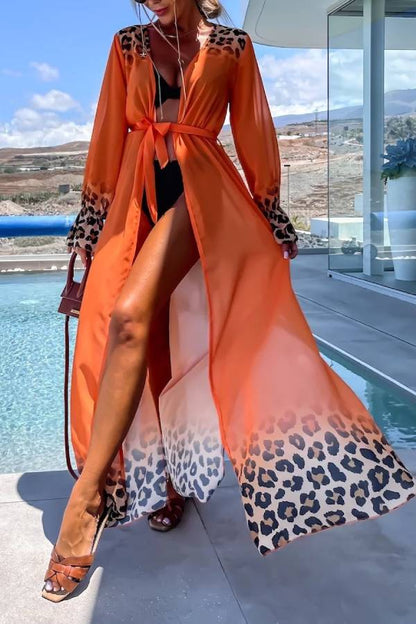 Vestido playero estampado con tirantes anudados
