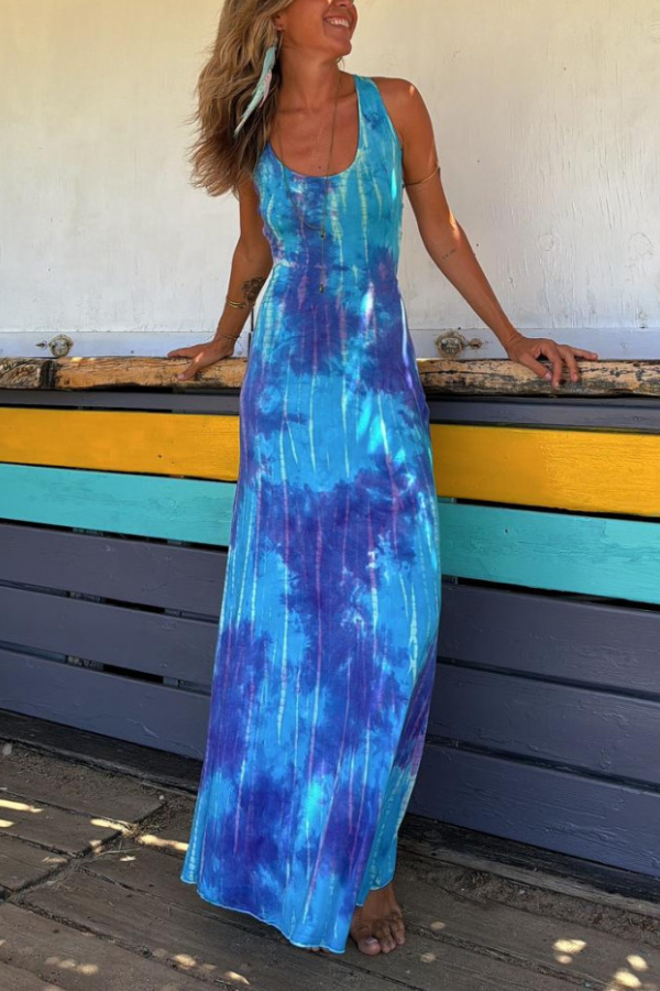 Vestido largo elástico con espalda cruzada