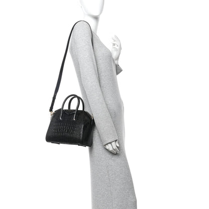 Calfskin Crocodile Embossed Mini Antigona Black