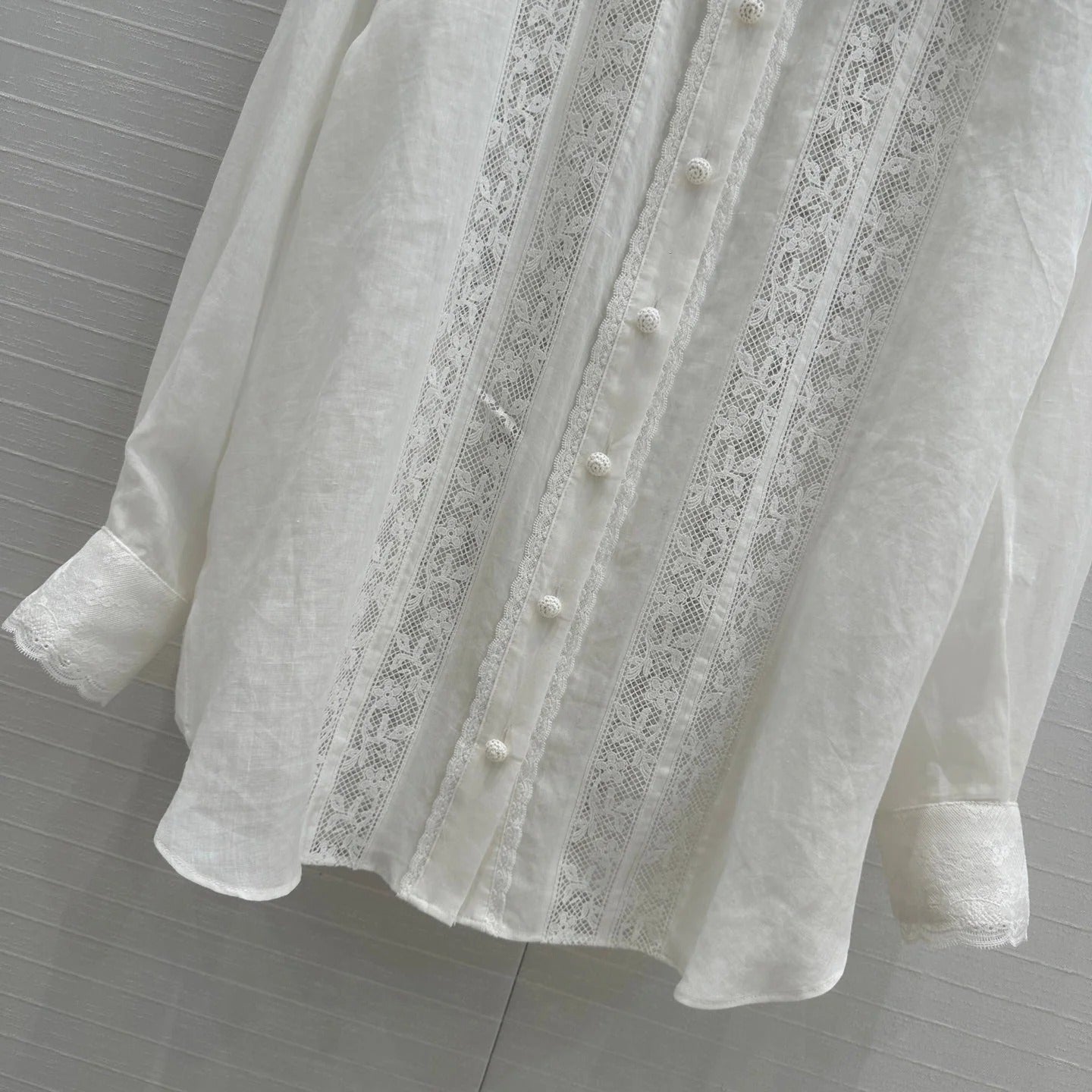 ZIMMERMANN LINEN SHIRT WITH LACE TRIM 276102