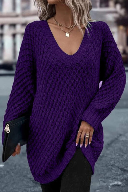 Suéter oversize de algodón con hombros caídos y unicolor