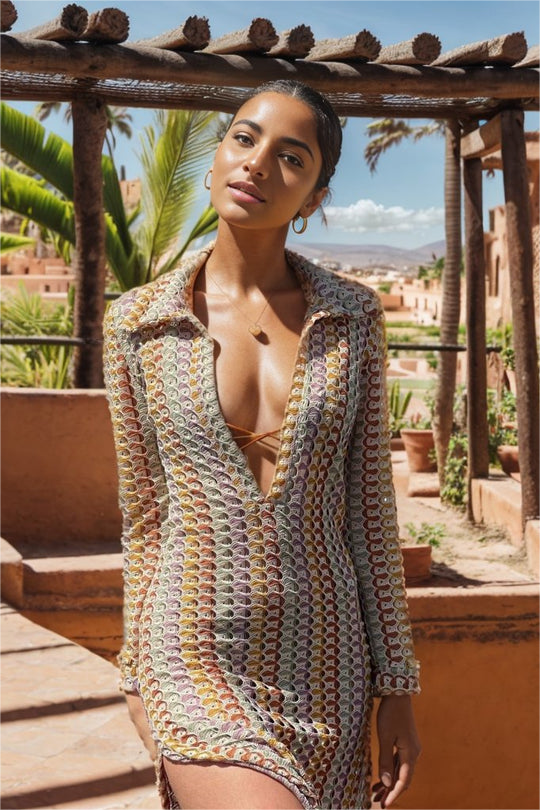 Dawn V-Neck Crochet Maxi Dress