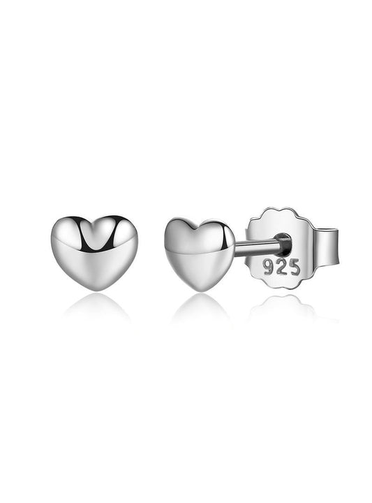 Sterling Silver Petite Heart Stud Earrings