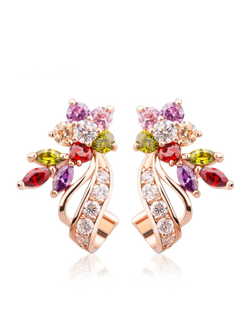 Multicolor AAA Zircon Stone Big Stud Earrings