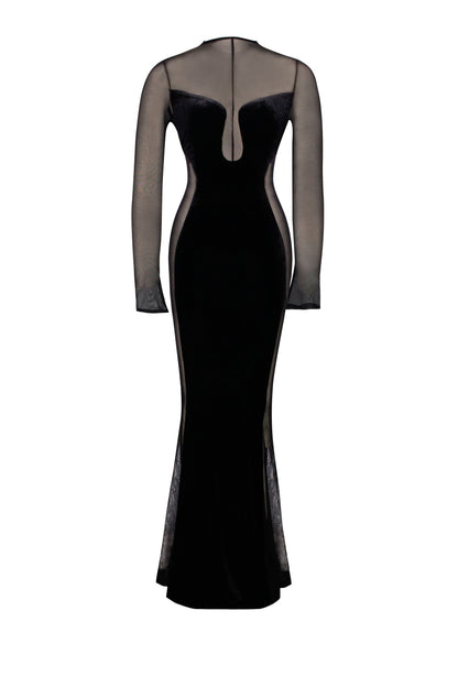 Zona See-through Velvet Maxi Dress