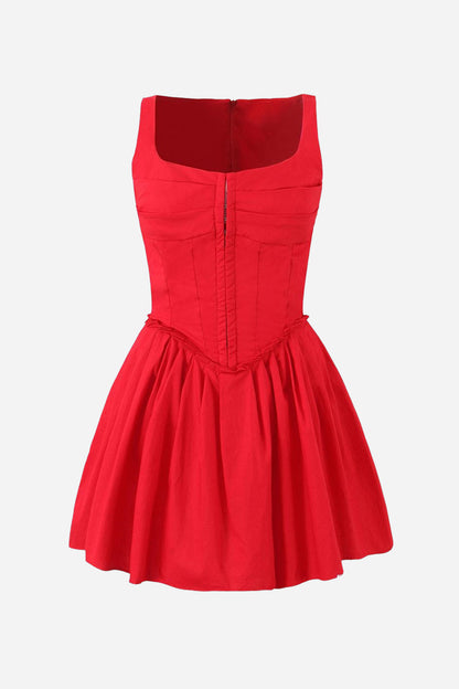 Minivestido plisado con bustier sin mangas 