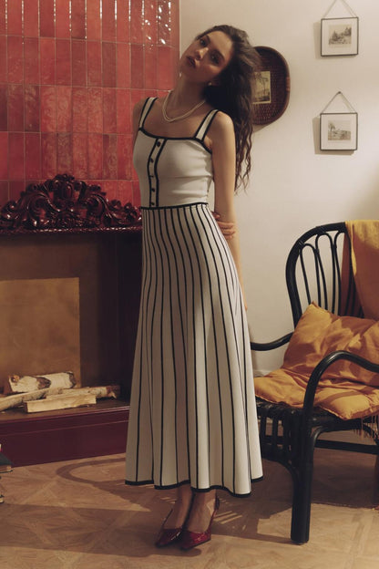 Vestido midi de punto con tirantes finos Pag 