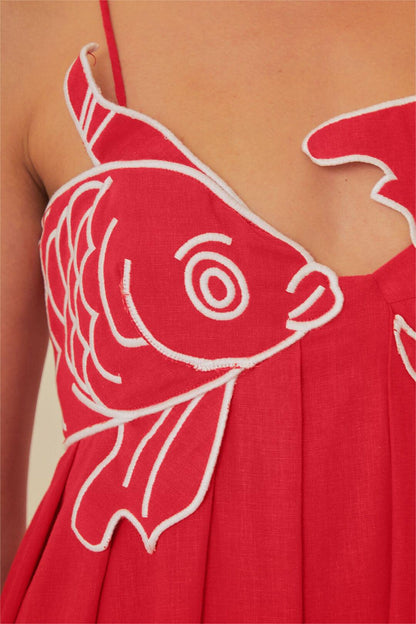 Vestido largo lencero con espalda descubierta y bordado 