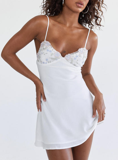 Hintz Satin Mini Dress White